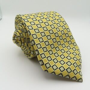 Jos a Bank Tie Silk Yellow Blue Polka Dot 3.25" Wide 59" Long Traveler
